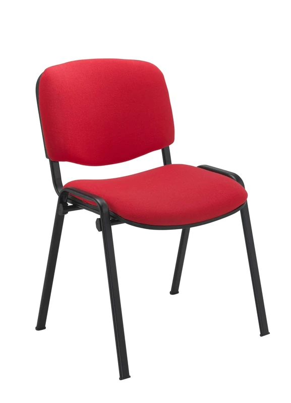 Office Hippo Heavy Duty Stackable Reception Chair, Black Frame, Fabric, Red
