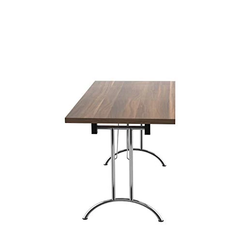 Office Hippo Folding Office Table, Sturdy & Stylish Computer Table Desk, Work Table For Home Office, Versatile Foldable Table For Meeting Room or Boardroom, 5 Year Guarantee - Dark Walnut / Silver