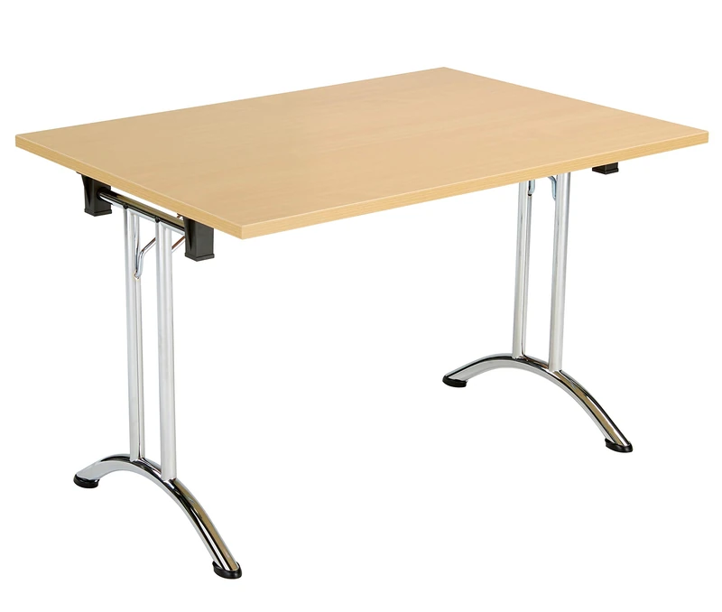 Office Hippo Folding Office Table, Sturdy & Stylish Computer Table Desk, Work Table For Home Office, Versatile Foldable Table For Meeting Room or Boardroom, 5 Year Guarantee - Oak / Chrome