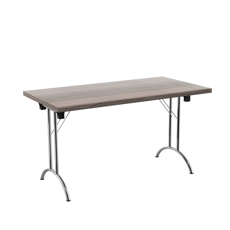Office Hippo Folding Office Table, Sturdy & Stylish Computer Table Desk, Work Table For Home Office, Versatile Foldable Table For Meeting Room or Boardroom, 5 Year Guarantee - Grey Oak / Silver