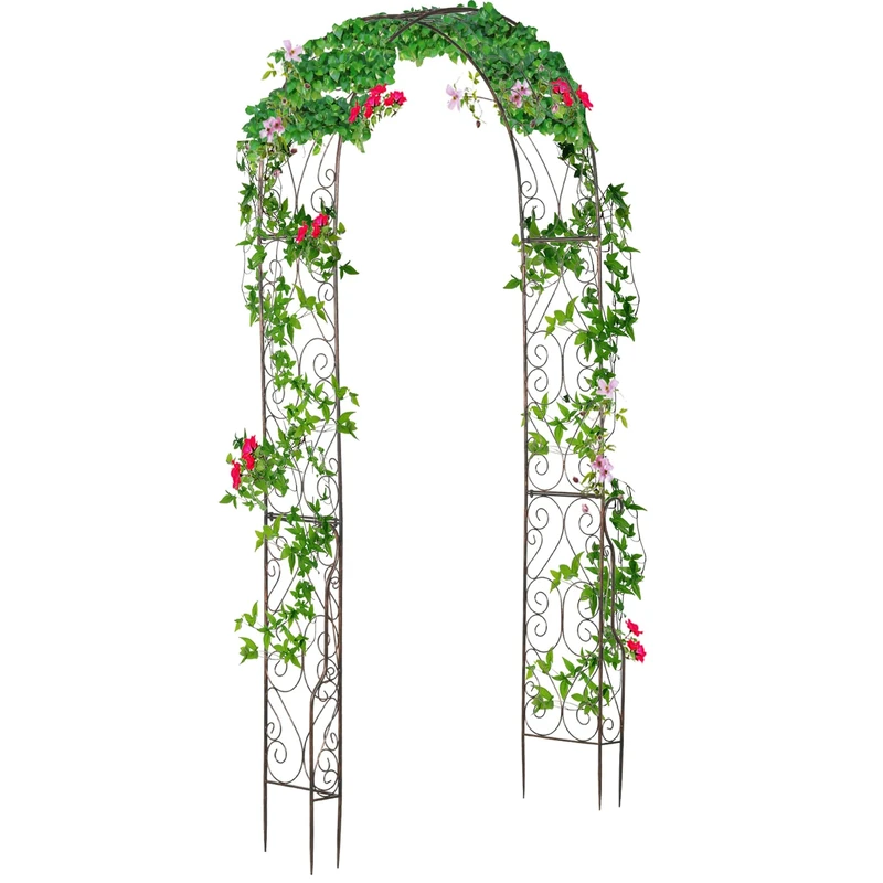 Outsunny Metal Garden Arch Trellis, Decorative Arbour Archway for Walkway Path Ceremony Wedding Party, 120 x 30 x 226cm