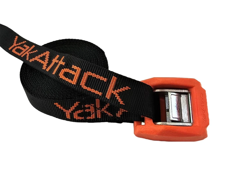 YakAttack 15' Cam Strap - Heavy Duty Polyester Kayak Tie Down with Protective Rubber Buckle, Black/Orange - 2 Pack (YEP-1006-15) | Kayak Fishing Accessories