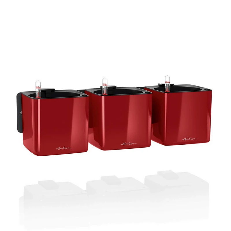 LECHUZA CUBE Glossy Green Wall Home Kit Scarlet Red High Gloss 13525