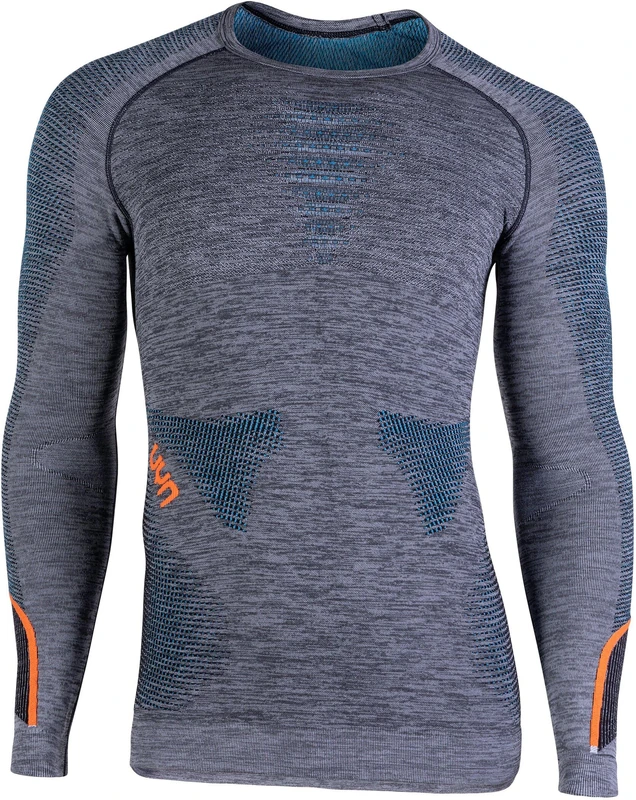 UYN U100015 AMBITYON UW LG_SL. Melange T-Shirt Men's Melange Black/Atlantic/Glossy Orange XXL