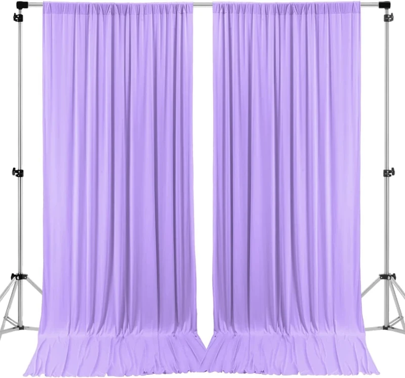AK TRADING CO. 10 feet x 10 feet Polyester Backdrop Drapes Curtains Panels with Rod Pockets - Wedding Ceremony Party Home Window Decorations - Lavender