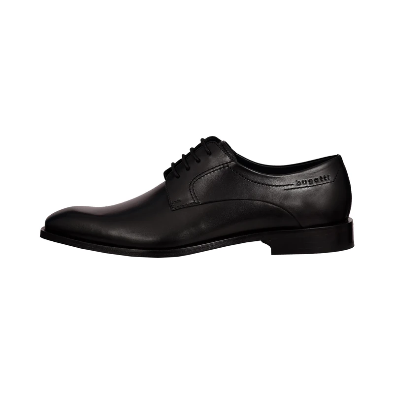 bugatti Men's Business Low Shoe Made of Leather, Derby with Two-Tone Finish and Soft Insole, Black, 10.5 UK
