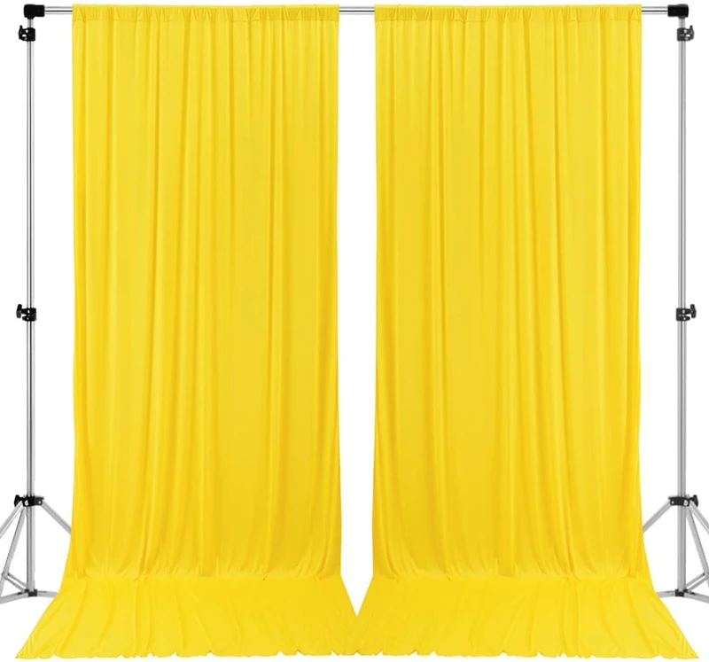 AK TRADING CO. 10 feet x 10 feet Polyester Backdrop Drapes Curtains Panels with Rod Pockets - Wedding Ceremony Party Home Window Decorations - Lemon Yellow