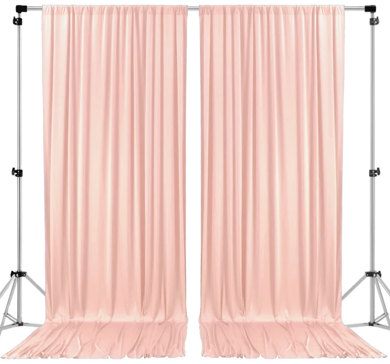 AK TRADING CO. 10 feet x 10 feet Polyester Backdrop Drapes Curtains Panels with Rod Pockets - Wedding Ceremony Party Home Window Decorations - Blush Pink (DRAPE-5x10-BLUSH)