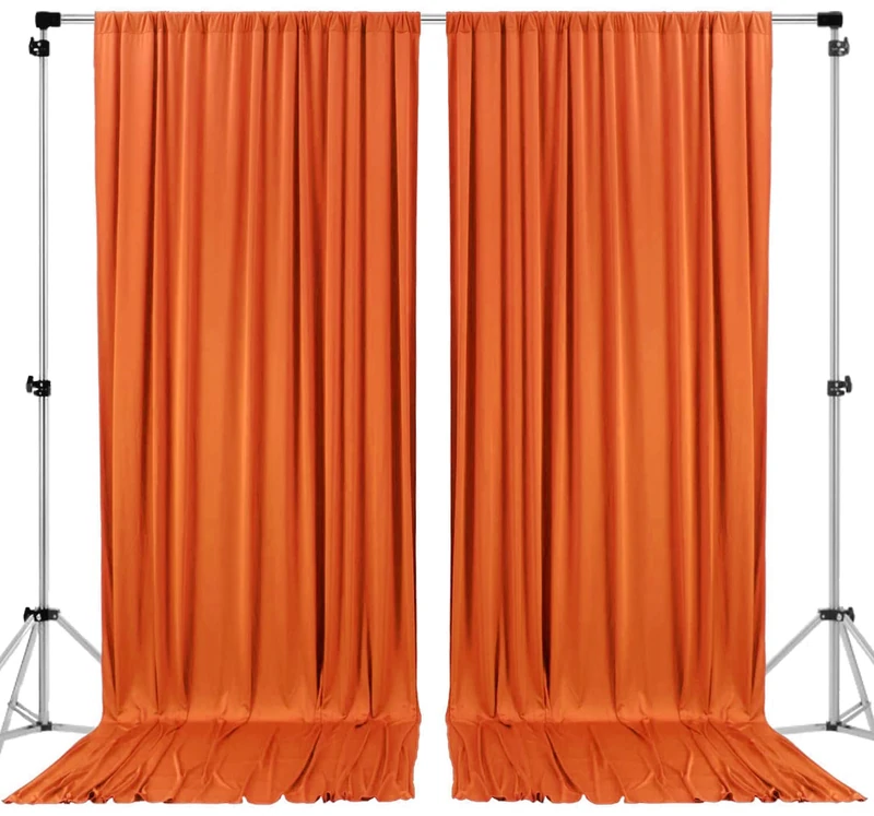 AK TRADING CO. 10 feet x 10 feet Polyester Backdrop Drapes Curtains Panels with Rod Pockets - Wedding Ceremony Party Home Window Decorations - Orange