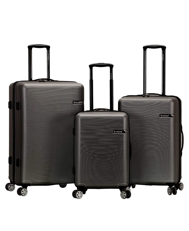 Rockland Skyline 3 Piece Abs Non-Expandable Luggage Set, Grey
