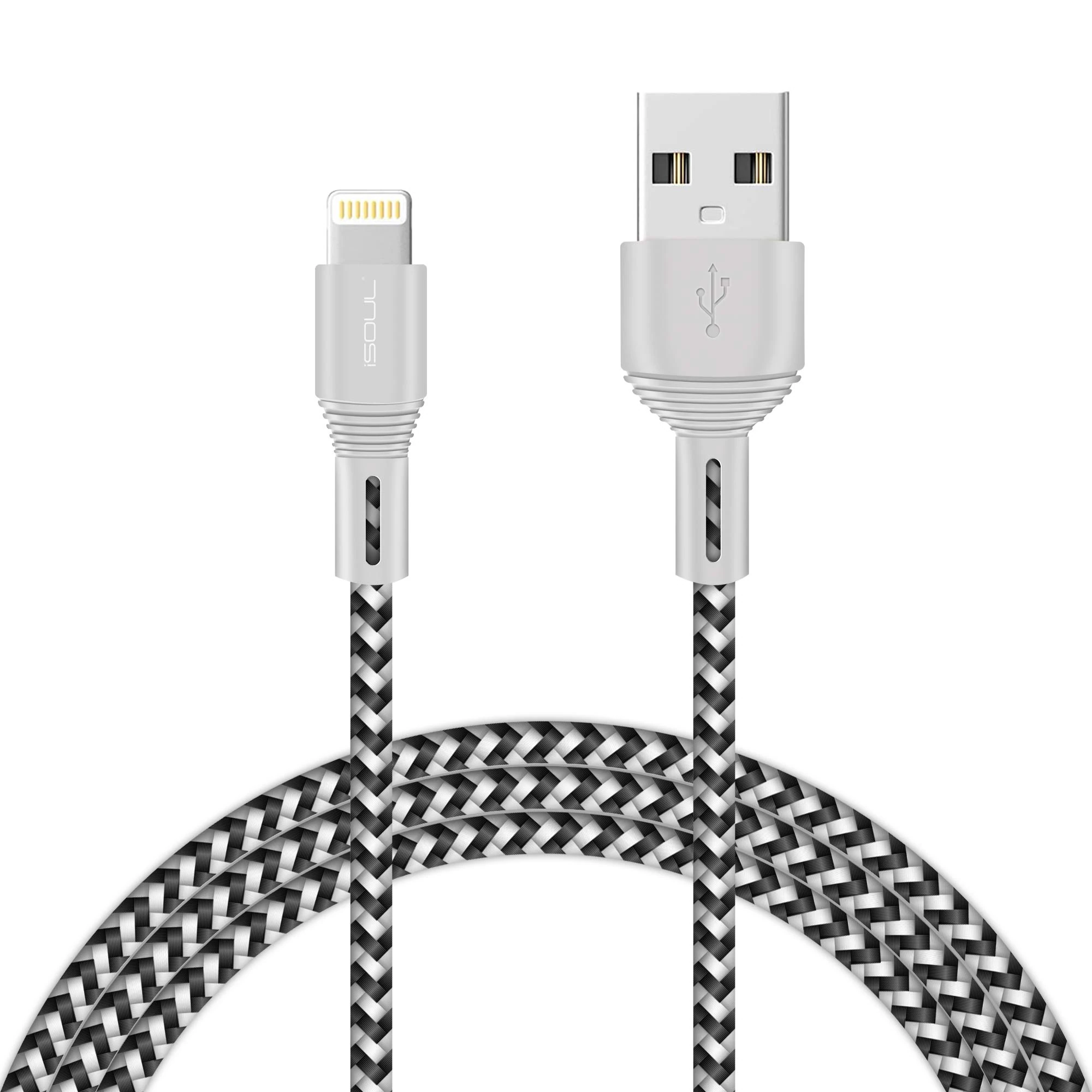 iSOUL Lightning iPhone Charger Cable, 1 Meter 3.3ft Braided USB Cord for iPhone 14 13 12 11 Pro XS Max XR X 10 8 7 6s Plus, iPad Air Pro Mini, iPod Ultra Fast Sync & Charging