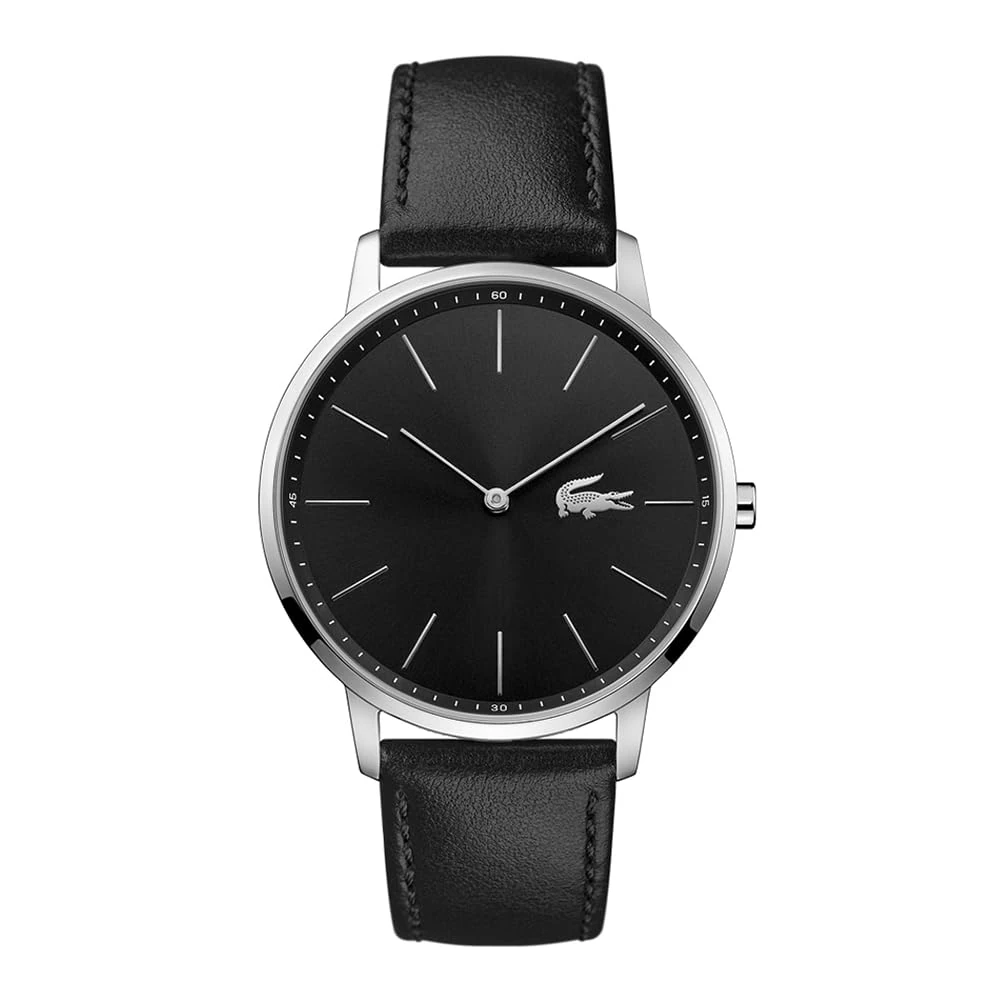 Lacoste Analogue Quartz Watch for Men MOON Collection with Black Leather Strap - 2011016
