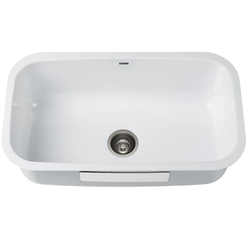 KRAUS KEU-14WHITE Pintura 16 Gauge Undermount Single Bowl Enameled Stainless Steel Kitchen Sink, 31 1/2-inch, White