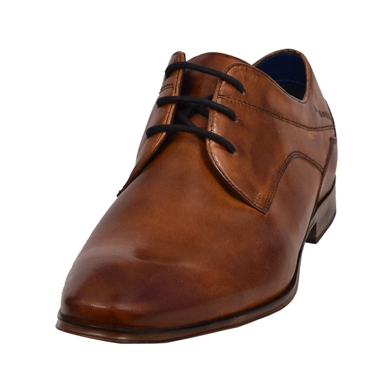 bugatti Men's Business low shoe made of high-quality leather, Derby with elegant lines, Cognac, 11 UK
