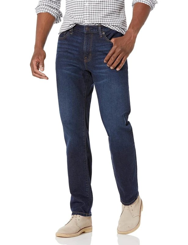 Amazon Essentials Men's Straight-Fit Stretch Jean - Discontinued Colours, Indigo Wash, 28W / 28L