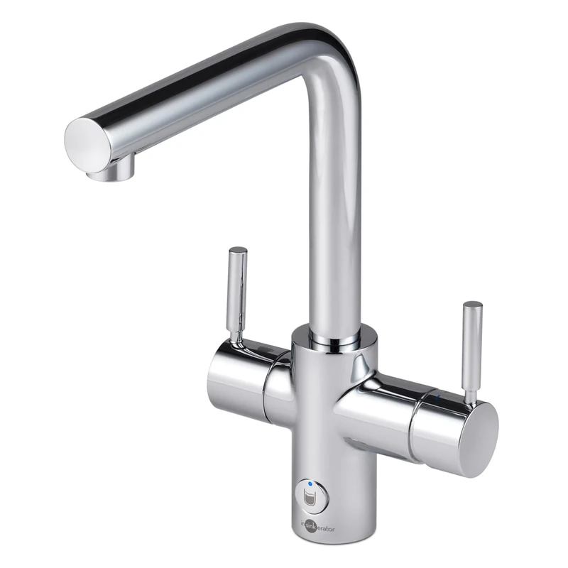 InSinkErator 4 in 1 L-Shape Kitchen Sink Mixer Tap, Water Filter Tap & NeoTank, Instant Hot, Cold, Filtered & Near-Boiling Water Faucet, Chrome