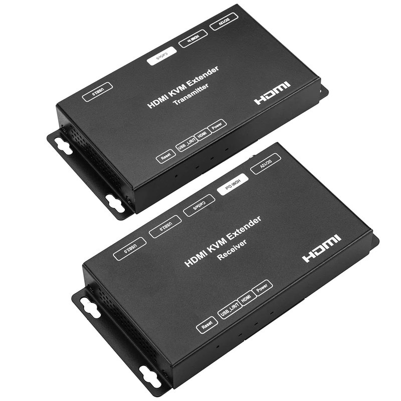 BeMatik HDMI Extender Keyboard and Mouse Extender FullHD 1080p over Cat.5e Cat.6 Ethernet Cable 60m (HB021)