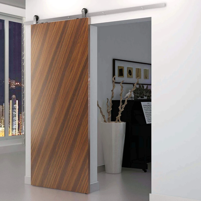 PrimeMatik - Sliding door track gear system with steel shaded color 2m top fixation - Image 1