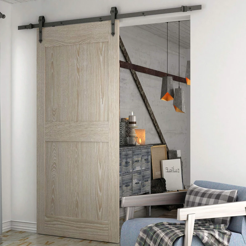 PrimeMatik - Sliding door track gear system with black rustic forge color 2m