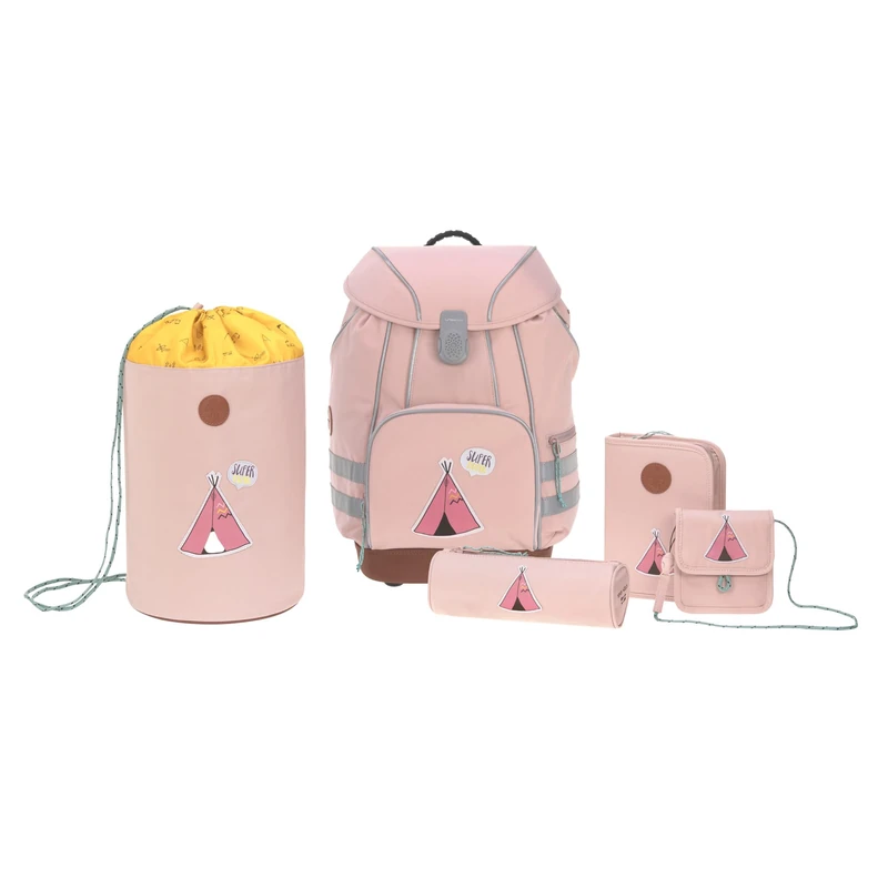 LÄSSIG Adventure School Bag Set 5 pieces, 40 cm, 15 L, Tipi pink - Image 1