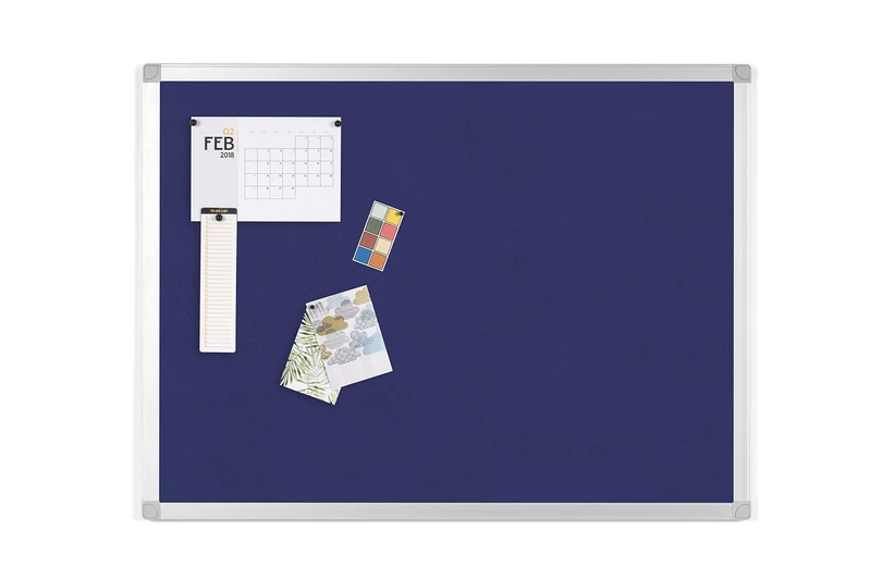 BoardsPlus Felt Notice Board - 1200 x 900 mm - Blue Felt Surface, Aluminium Frame, BPM05074040