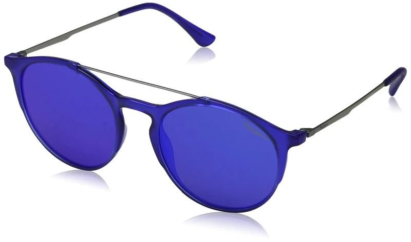 Pepe Jeans Sunglasses PJ7322 Ansley Round Sunglasses 53, Blue/Grey