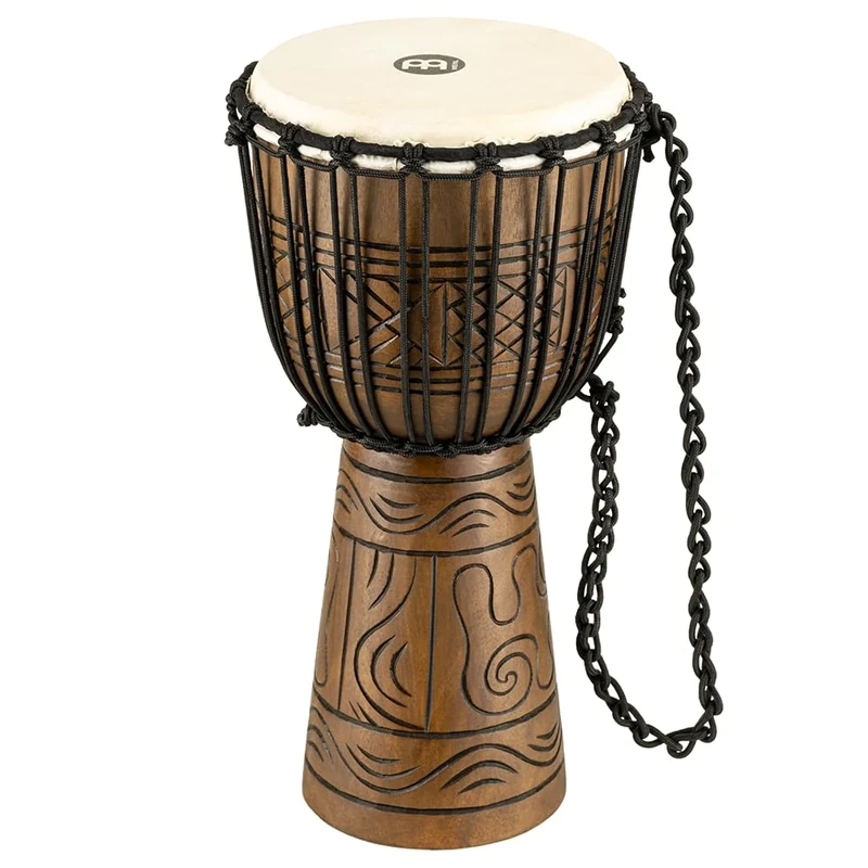 Meinl Percussion Rope Artifact Djembe - Medium Sized Handdrum - With Goat Head - Diameter 10 Inches - Mahogany, Brown (HDJ17-M)