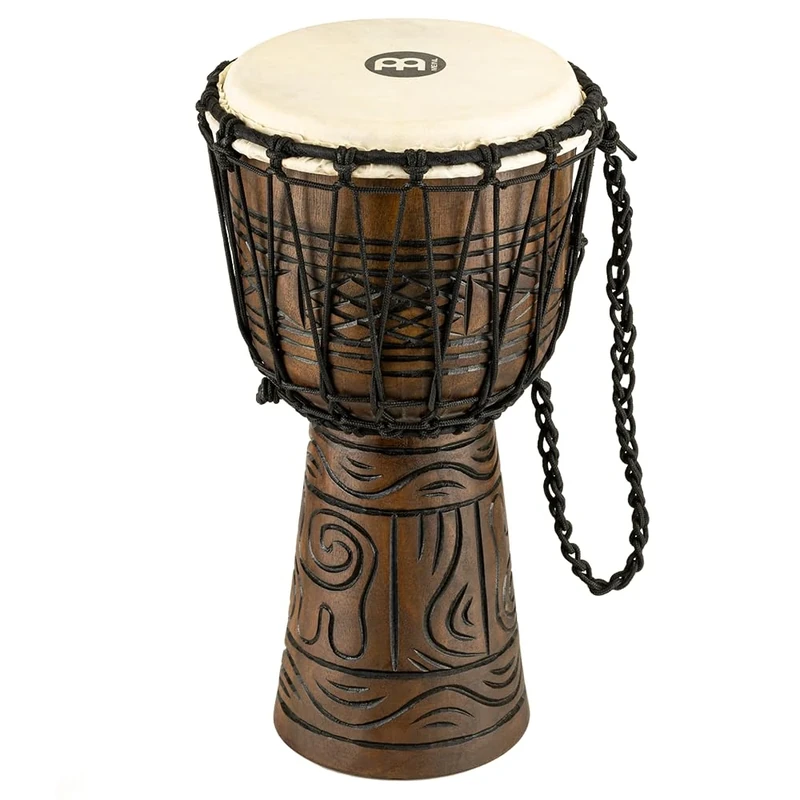 Meinl Percussion Rope Artifact Djembe - Small Handdrum - With Goat Head - Diameter 8 Inches - Mahogany, Brown (HDJ17-S)