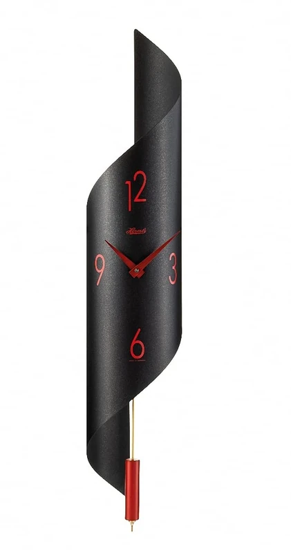 Hermle Wall Clock, Stainless Steel, Black/red, 67cm x 15cm x 16cm