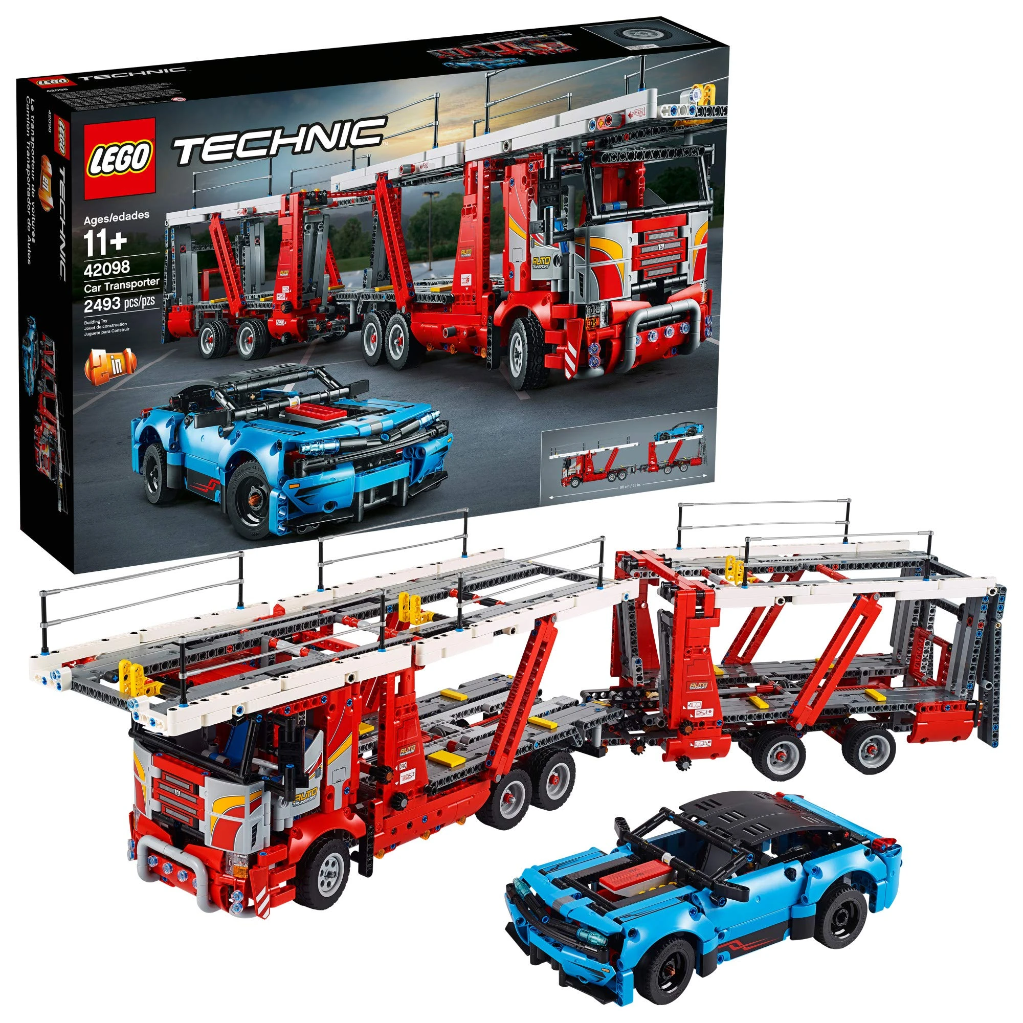 LEGO Technic Car Transporter 42098 Toy Truck and Trailer Building Set with Blue Car, Best Engineering and STEM Toy for Boys and Girls, New 2019 (2493 Pieces)
