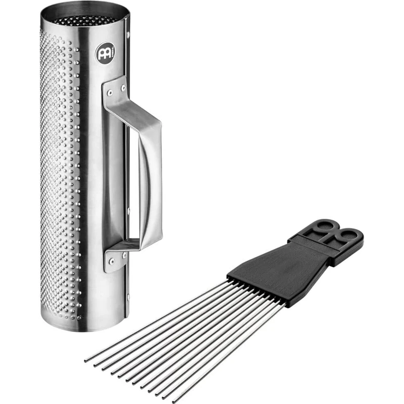 Meinl Percussion Merengue Güira Instrument - Small Hollow Scraper Instrument With Handle - Including Scraper - Steel, Silver (MGU3)