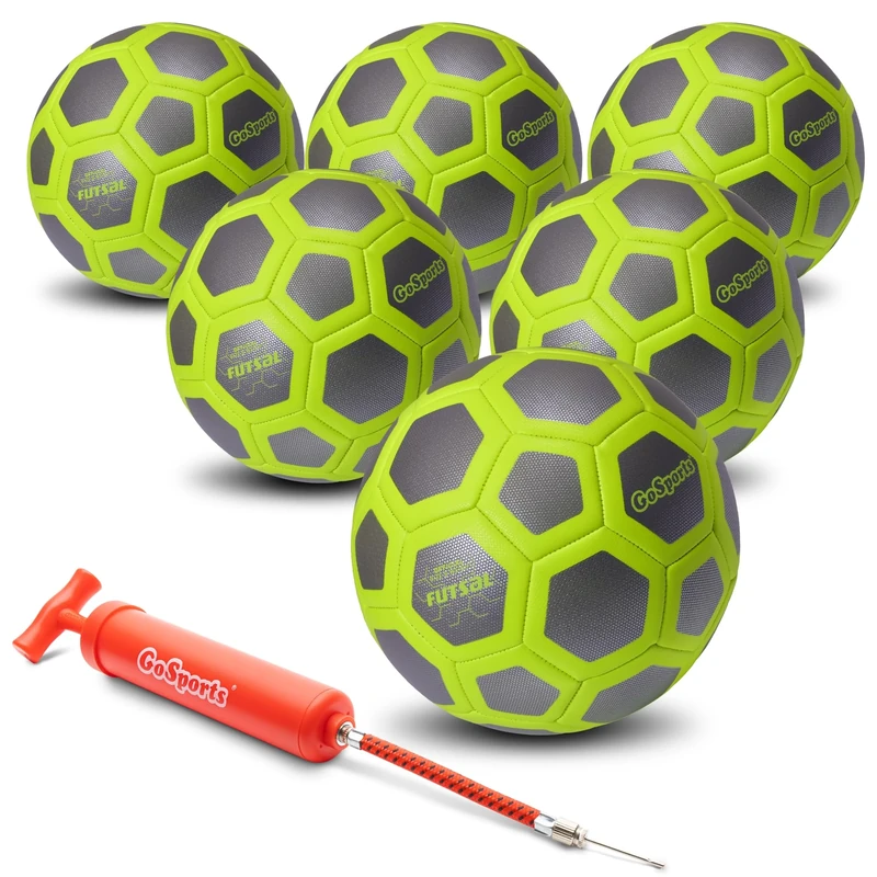 GoSports ELITE Futsal Ball 6 Pack - Great for Indoor or Outdoor FUTSAL Games or Practice, Includes Pump