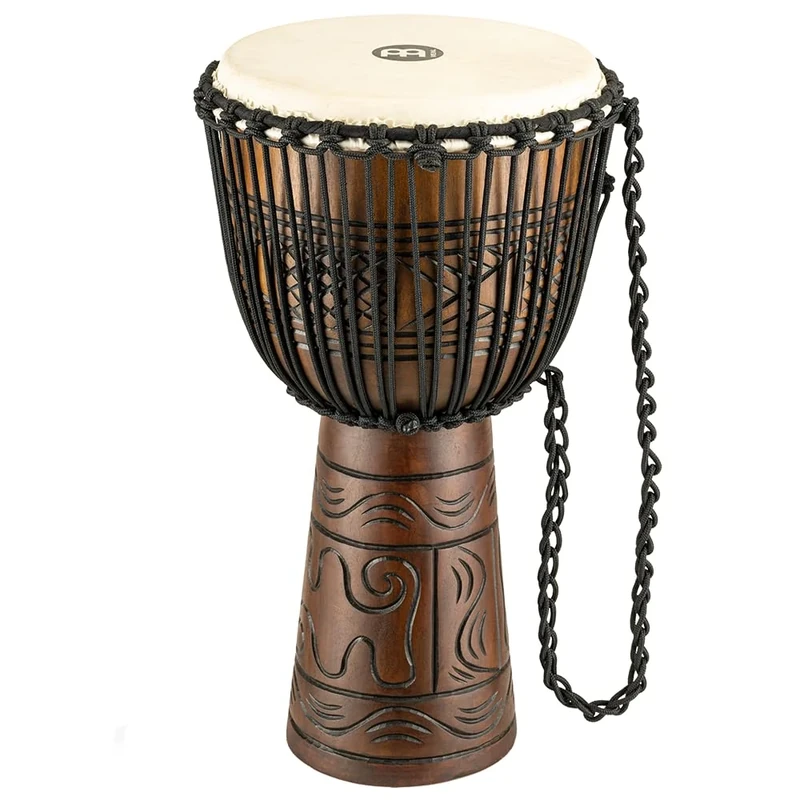 Meinl Percussion Rope Artifact Djembe - Very Large Handdrum - With Goat Head - Diameter 13 Inches - Mahogany, Brown (HDJ17-XL)