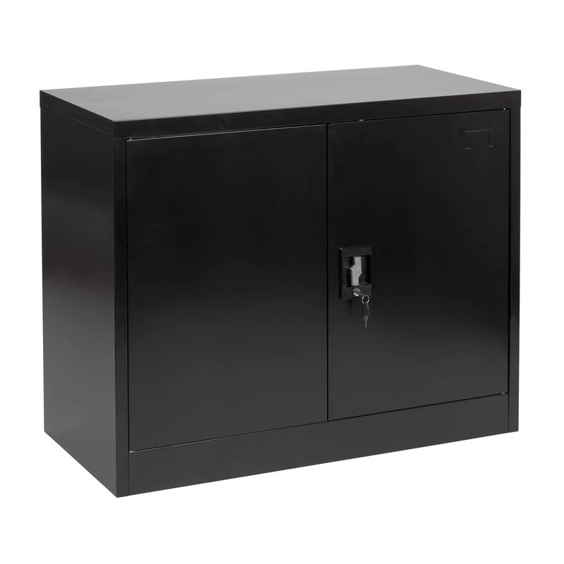 MMT Furniture Designs Black Steel 2 Door Storage cupboard with Lock, 900mm tall