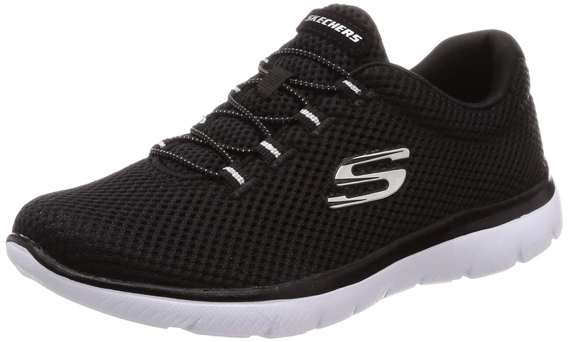 Skechers Womens Summits Artistry Chic Sneaker, Black Mesh White Trim, 4.5 UK