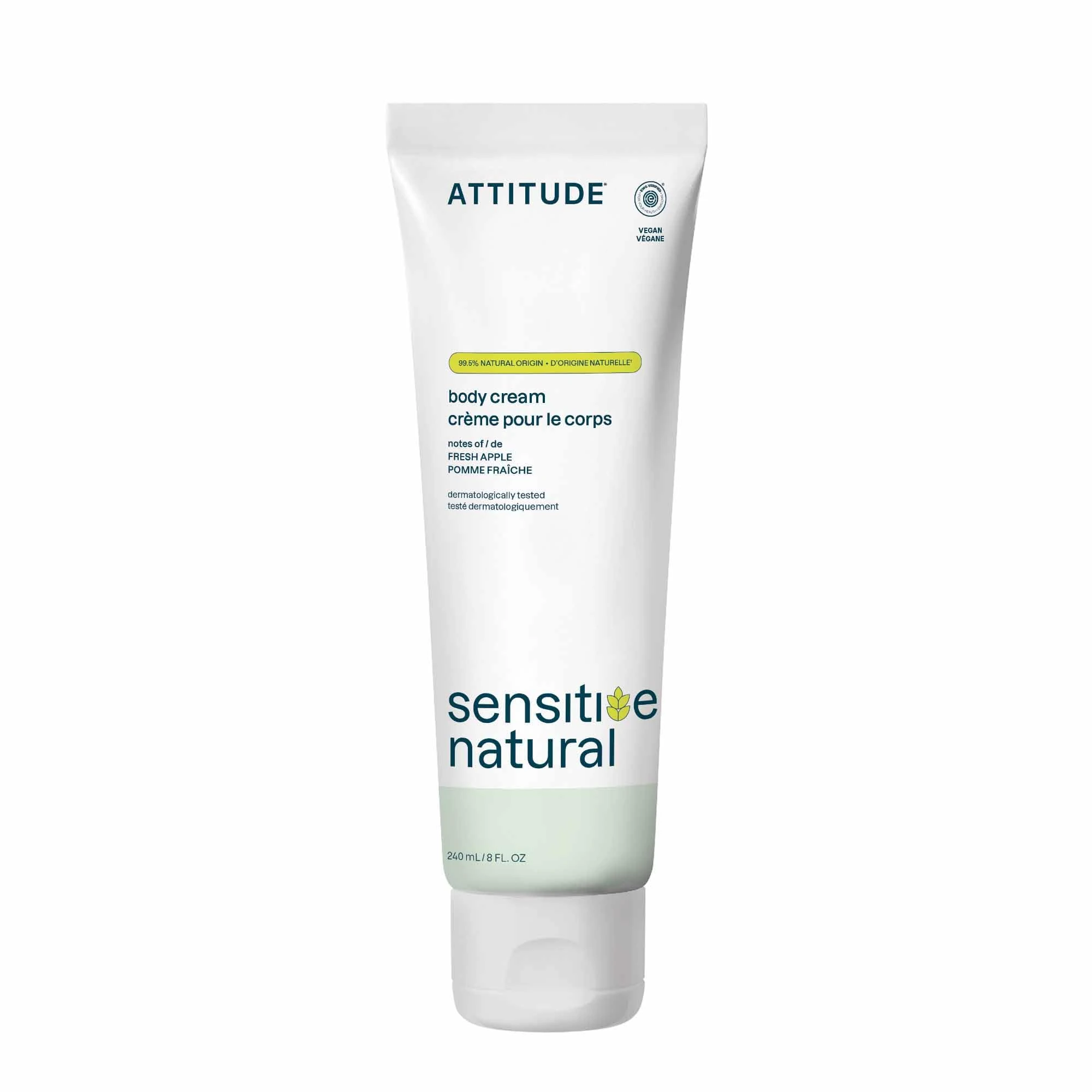 ATTITUDE Body Cream for Sensitive Skin with Oat and Avocado Oil, EWG Verified, Dermatologically Tested, Vegan, 240 mL