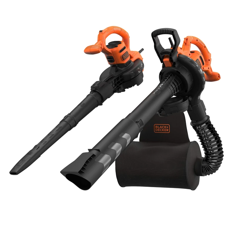 Black+Decker 3-in-1 Elektro-Laubsauger & Laubbläser (2.900 Watt, mit Häcksler, hohe Blasgeschwindigkeit von 315 km/h, 55l Fangsack-Rucksack, für Terrassen, Wege, Einfahrten) BEBLV260