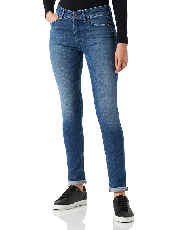 Kings of Indigo Women's Juno High Skinny Jeans, Blue (Liberty Marble Blue 3002), W27/L34 (Size: 27/34)
