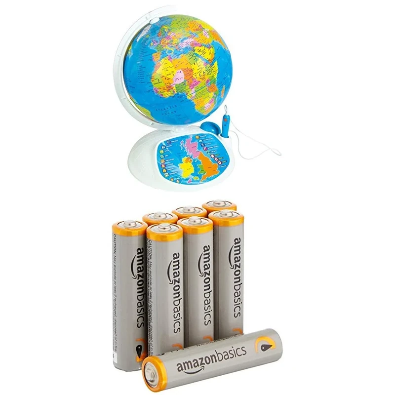 Clementoni 61302 "Explore the World! The Interactive Globe" Toy with Amazon Basics Batteries