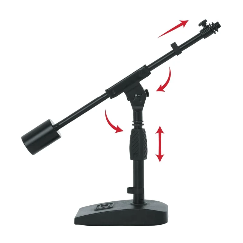 Gator Frameworks Short Weighted Base Microphone Stand with Telescopic Boom Arm and 2.5 Lbs Counter Weight; Ideal for Desktop, Recording, and Streaming (GFW-MIC-0822)