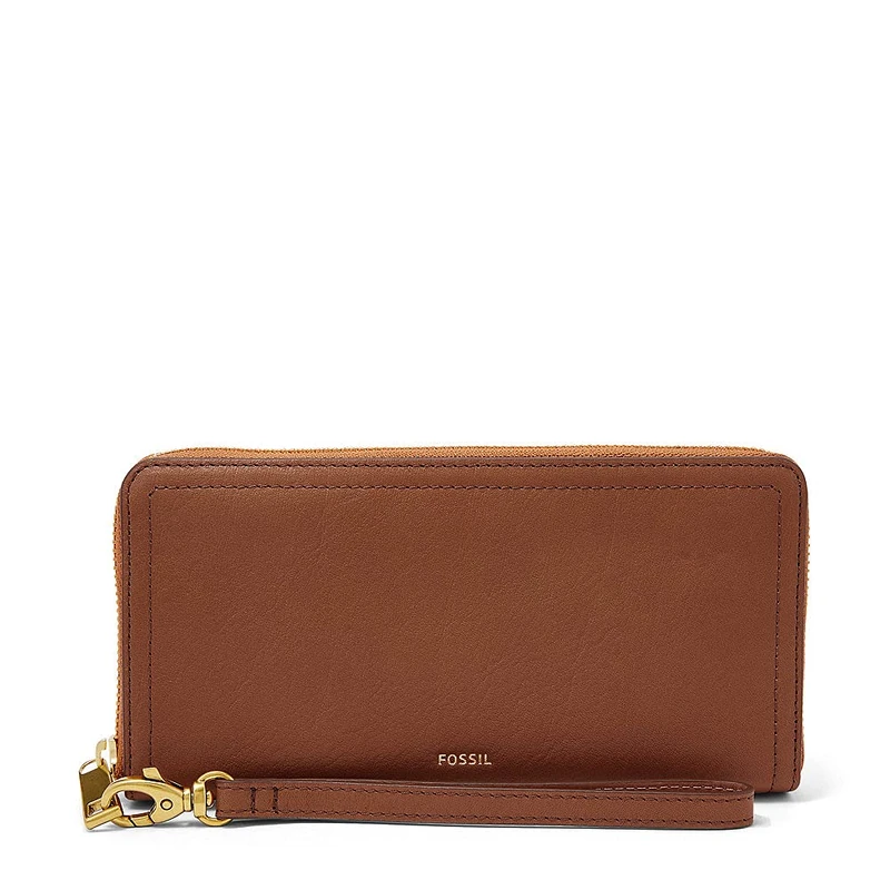 Fossil Wallet for Women Logan, PU, PVC Zip Clutch brown 19.7 cm L x 1.9 cm W x 10.2 cm H SL7831200