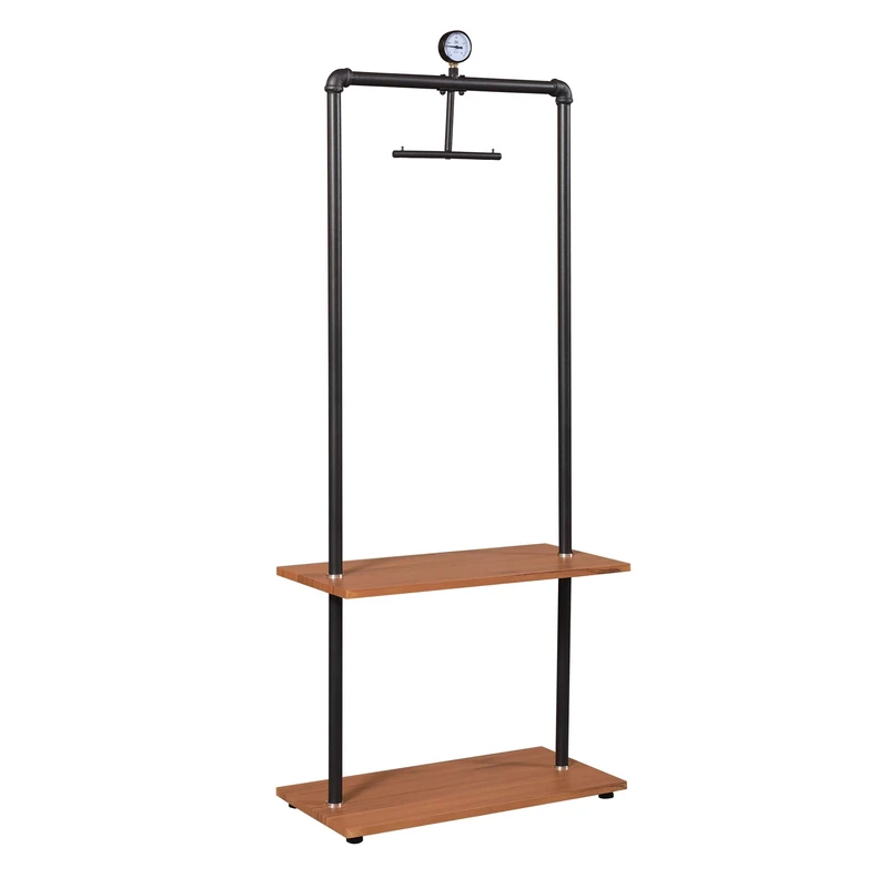 Furinno Garment Rack with Wood Shelves, Antique Espresso, 59.99 (W) x 30 (H) x 135 (D) cm - Image 1