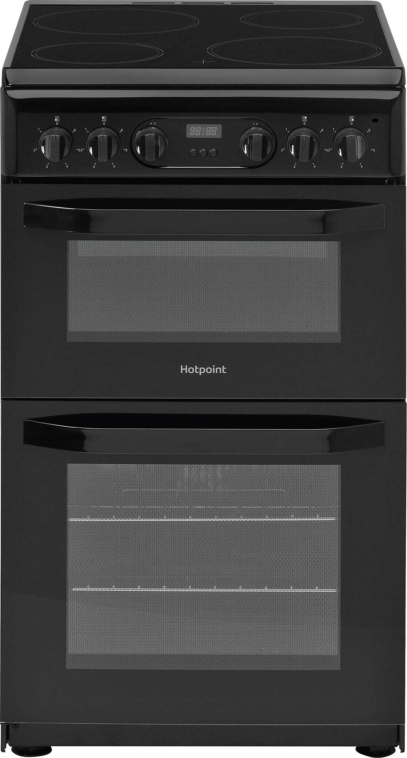 Hotpoint 50cm Double Oven Electric Cooker with Ceramic Hob - Black