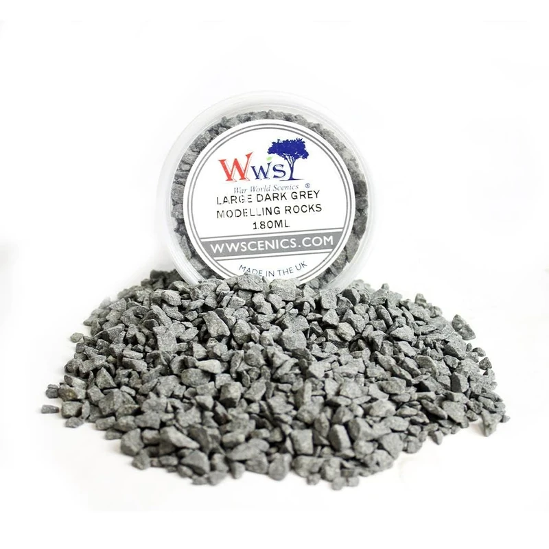 WWScenics Large Dark Grey Modelling Rocks 2-5mm | 180ml Tub | Wargame Scenery & Basing Material