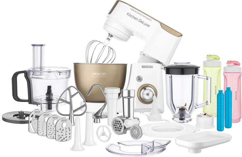 Sencor STM 4467CH Professional Multifunctional Food Processor - Powerful 1000 W, Ultra Complete with Accessories, 4.5 L Stainless Steel Bowl, LED Lighting, Mixer, Meat Grinder, Salad Maker and Much