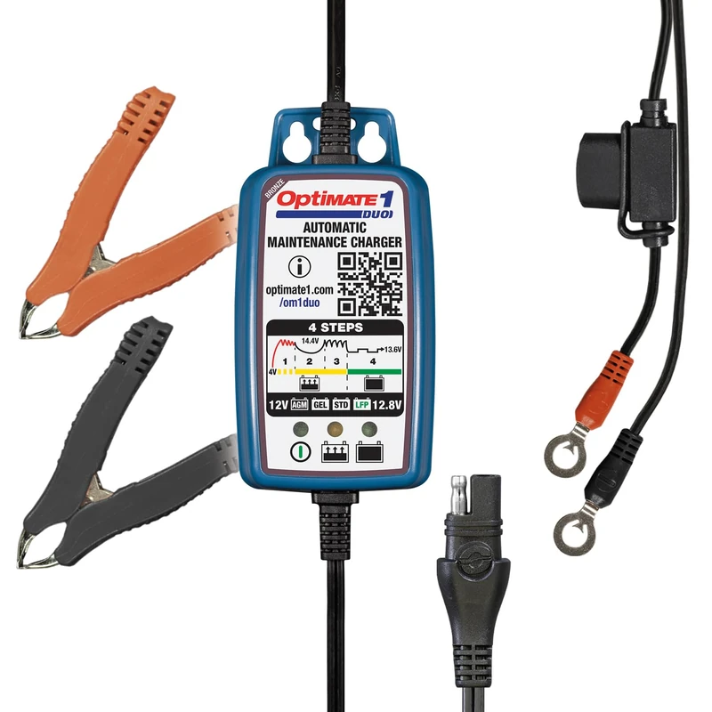 OptiMate 1 Duo 12V Lithium and Lead Acid Motorcycle Automatic Battery Charger Maintainer