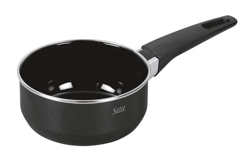 Silit Modesto Line Saucepan Without Lid 16 cm Small Pot 1.3 L Milk Pan Induction Cooking Pot Small Silargan Functional Ceramic Black