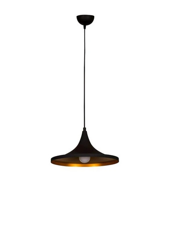 Homemania Metal Suspension Lamp, Black, Gold Metal, Electrostatic Paint, for Living Room, Living Room, Kitchen, Bedroom, Office, One Size - Image 1