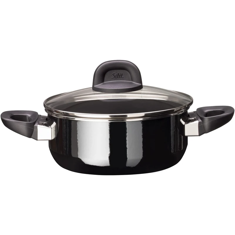 Silit Modesto Line Saucepan 20 cm Glass Lid 2.4 L Silargan Functional Ceramic Induction Pot Black