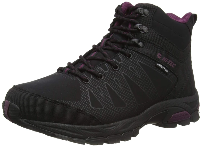 Hi-Tec Raven Mid Wp Womens, Women’s High Rise Hiking Boots, Black (Black/Grape Wine 21), 7 (40 EU)